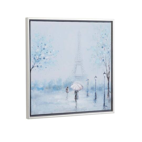 Blue Polystone Transitional Framed Wall Art, 24" x 24"